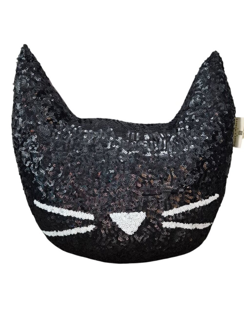 Emily & Meritt Pottery Barn Teen Black Sequin Cat Pillow 16"x16" Cotton Decor